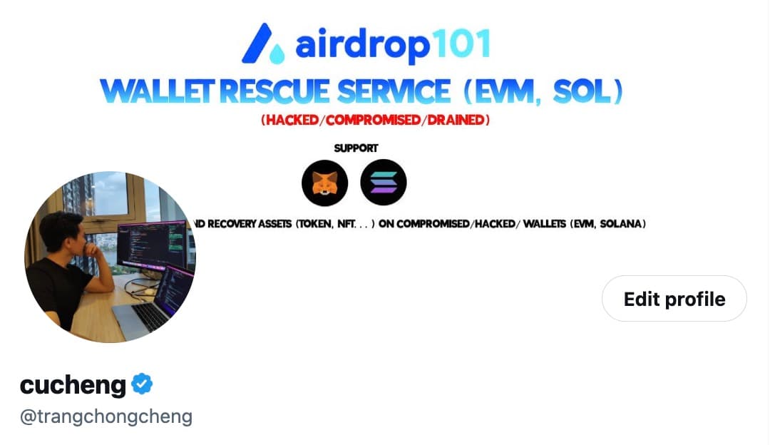 Xem thêm case giải cứu ví crypto bị hack tại X @trangchongcheng