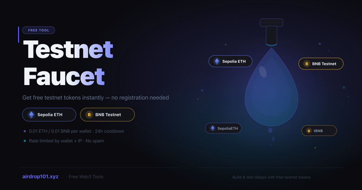 Testnet Faucet — Nhận Token Testnet Miễn Phí | Airdrop101